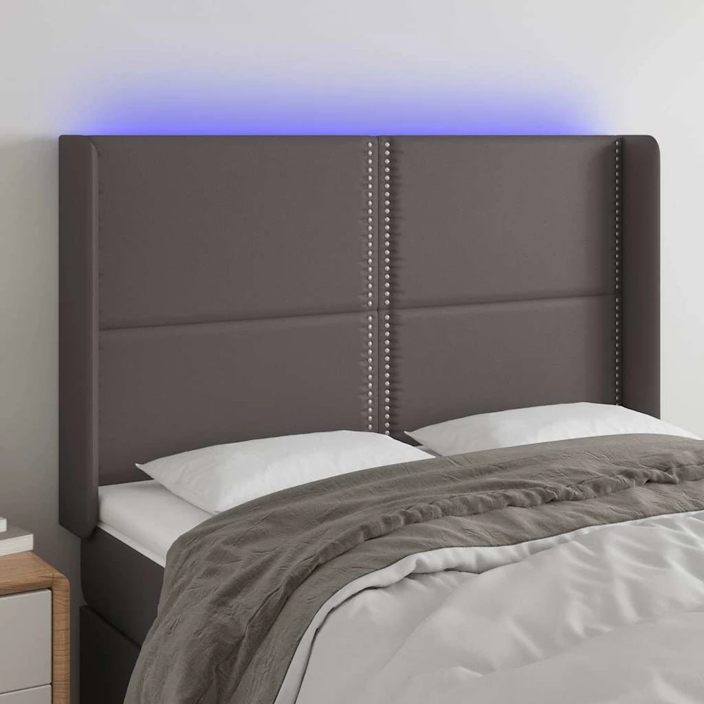 Galvūgalis su LED, pilkos spalvos, 147x16x118/128 cm