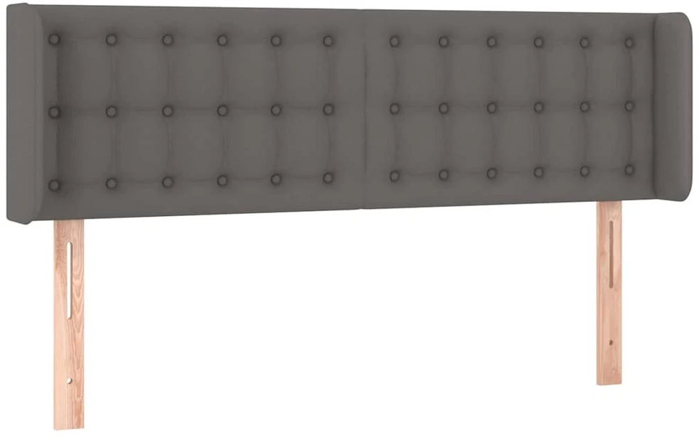 Galvūgalis su LED, pilkos spalvos, 147x16x78/88cm, dirbtinė oda