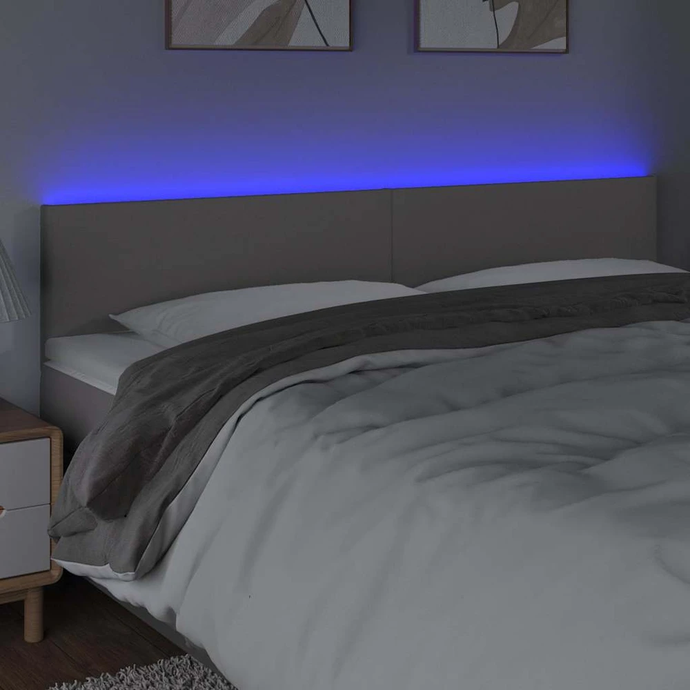 Galvūgalis su LED, pilkos spalvos, 180x5x78/88cm, dirbtinė oda