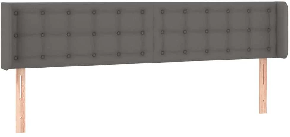 Galvūgalis su LED, pilkos spalvos, 183x16x78/88cm, dirbtinė oda