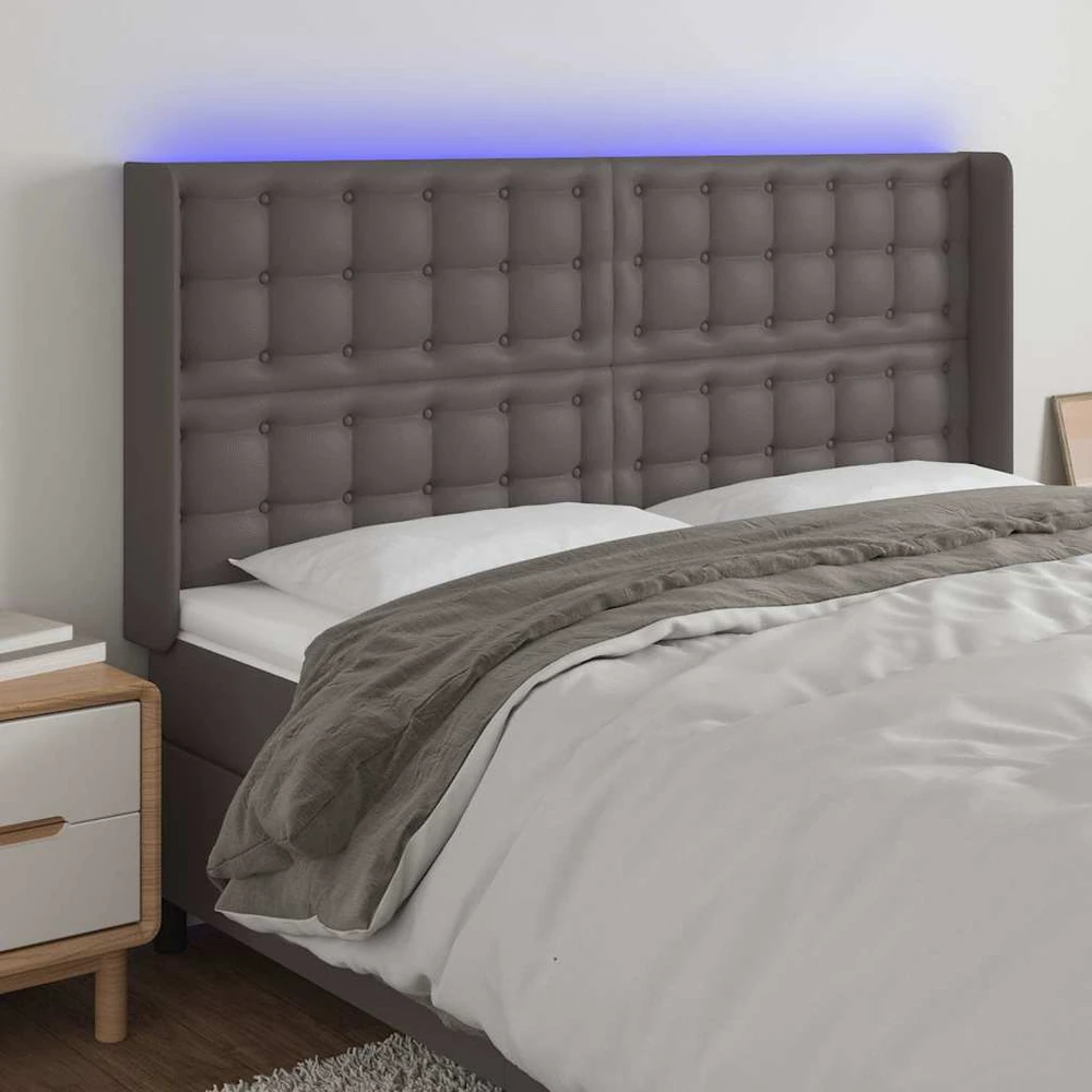 Galvūgalis su LED, pilkos spalvos, 203x16x118/128 cm