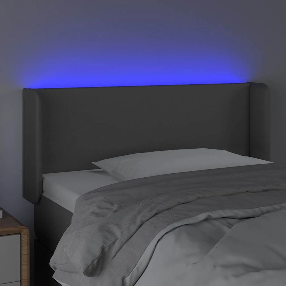 Galvūgalis su LED, pilkos spalvos, 83x16x78/88cm, dirbtinė oda
