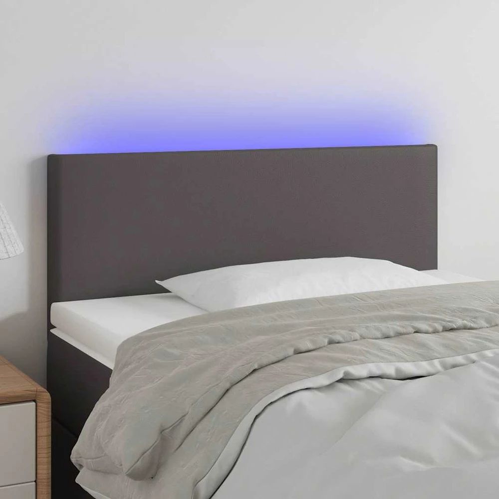 Galvūgalis su LED, pilkos spalvos, 90x5x78/88cm, dirbtinė oda