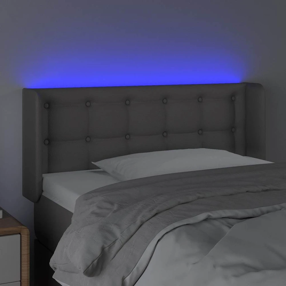 Galvūgalis su LED, pilkos spalvos, 93x16x78/88cm, dirbtinė oda