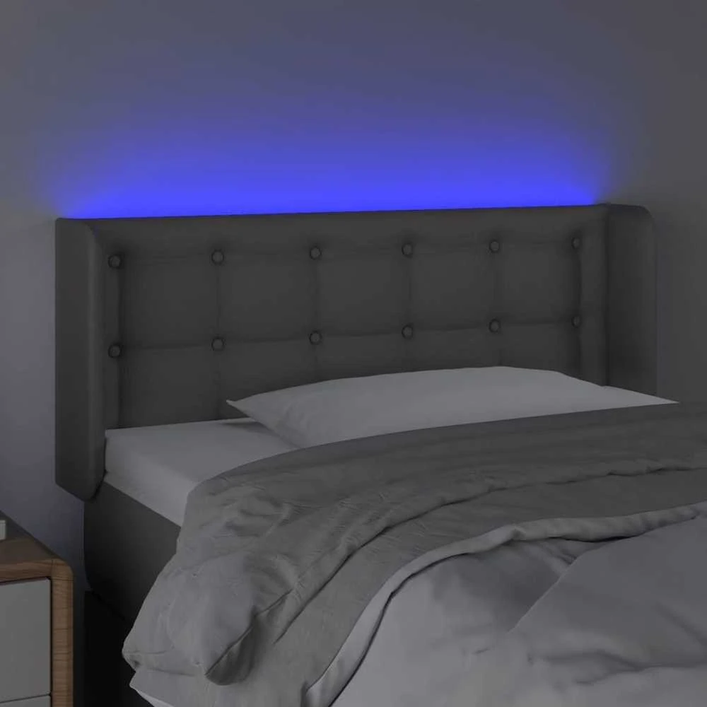 Galvūgalis su LED, pilkos spalvos, 93x16x78/88cm, dirbtinė oda