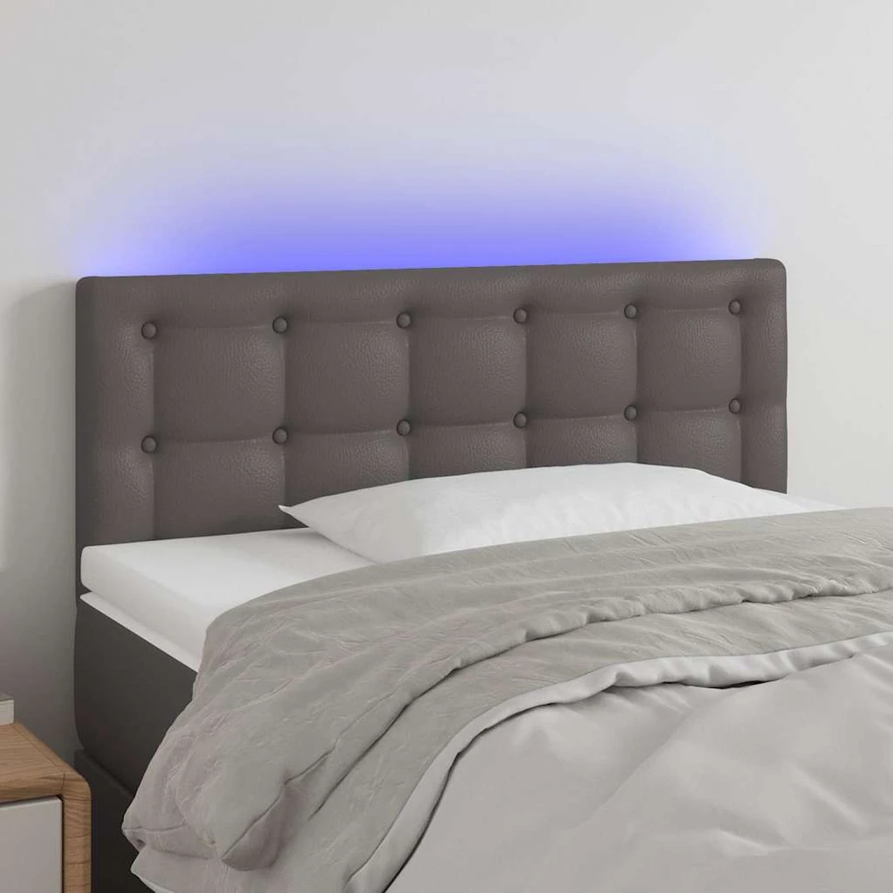 Galvūgalis su LED, pilkos spalvos,100x5x78/88cm, dirbtinė oda