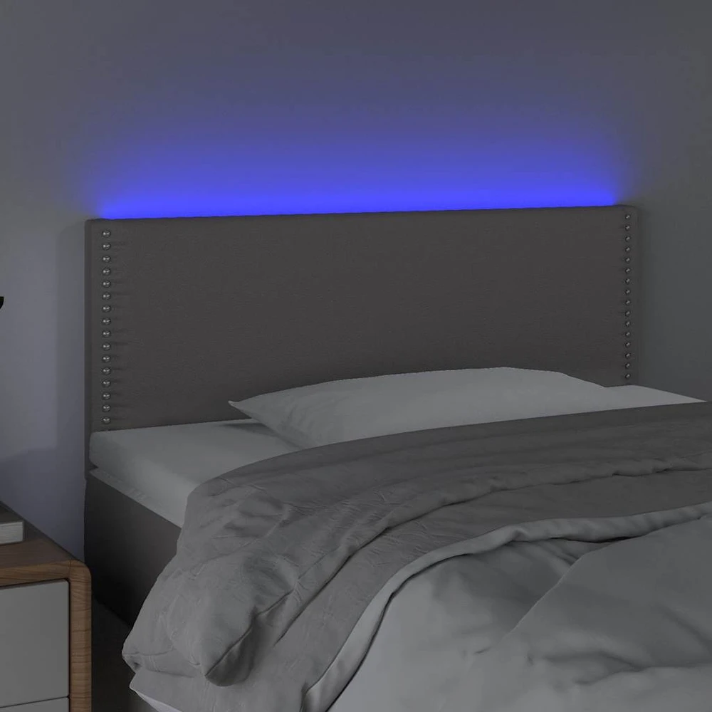 Galvūgalis su LED, pilkos spalvos,100x5x78/88cm, dirbtinė oda