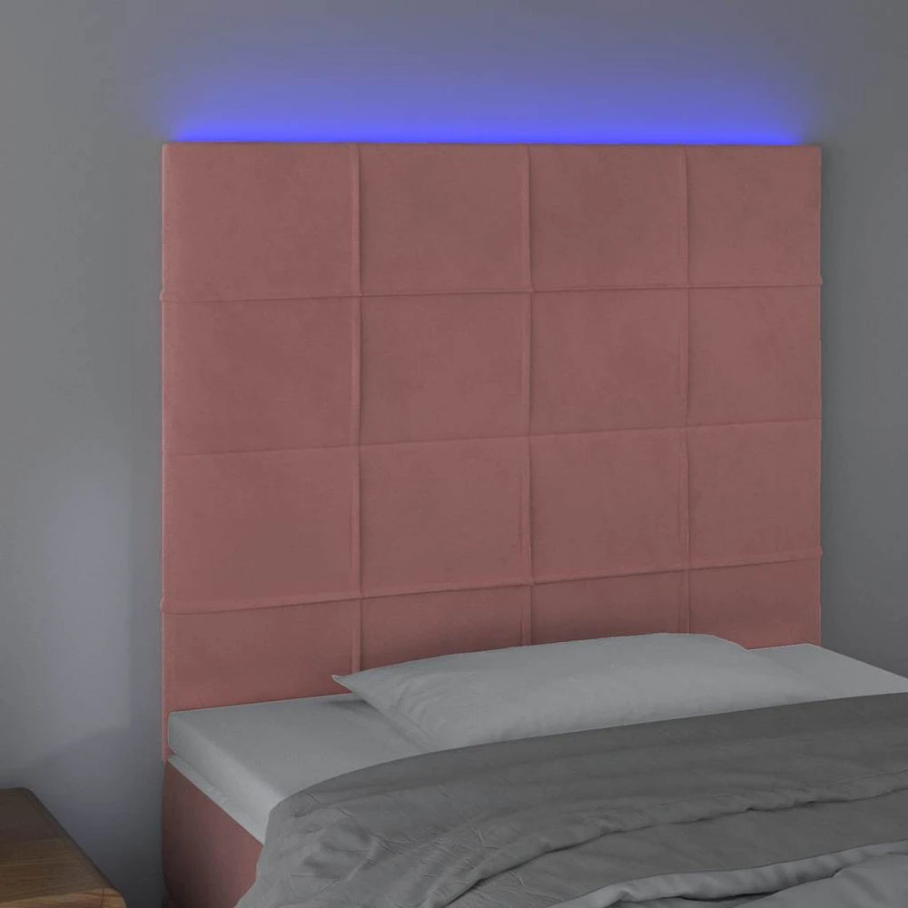 Galvūgalis su LED, rožinės spalvos, 100x5x118/128cm, aksomas