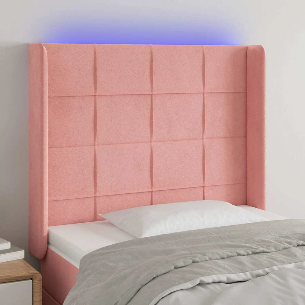 Galvūgalis su LED, rožinės spalvos, 103x16x118/128cm, aksomas