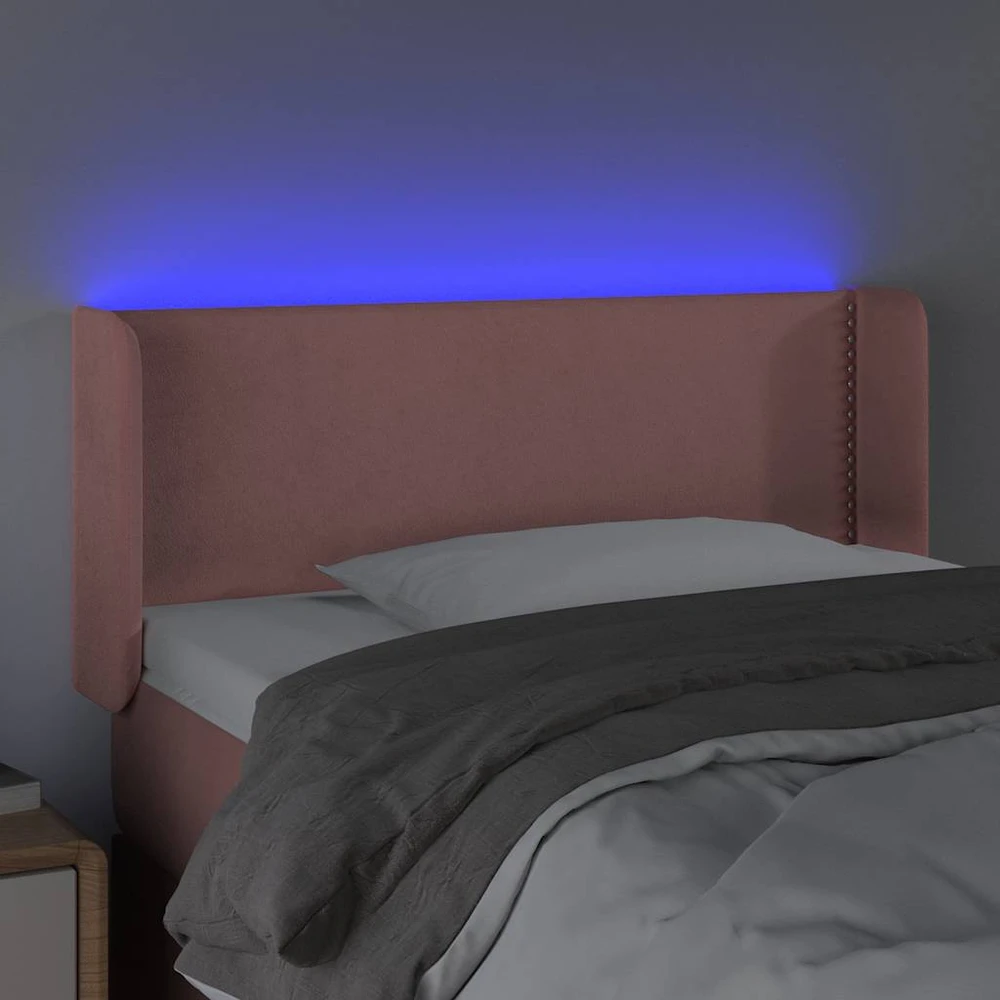 Galvūgalis su LED, rožinės spalvos, 103x16x78/88cm, aksomas