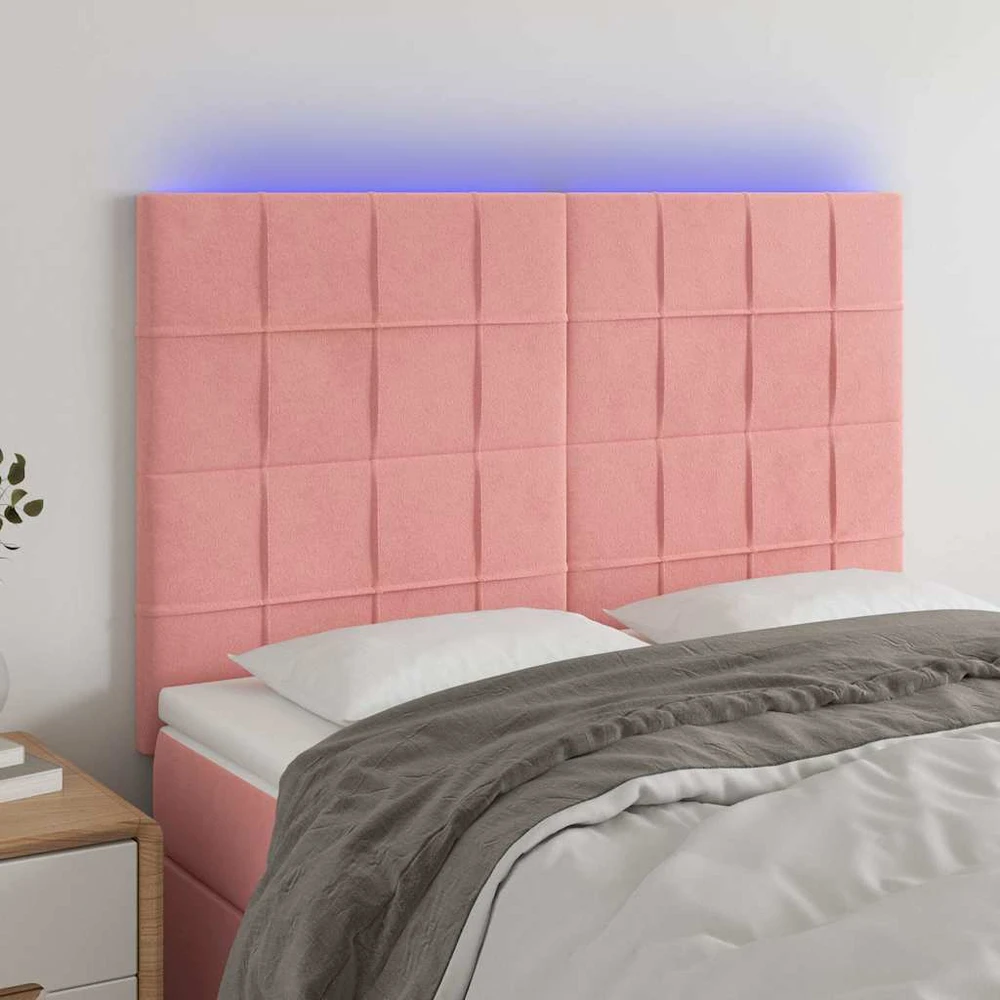 Galvūgalis su LED, rožinės spalvos, 144x5x118/128cm, aksomas