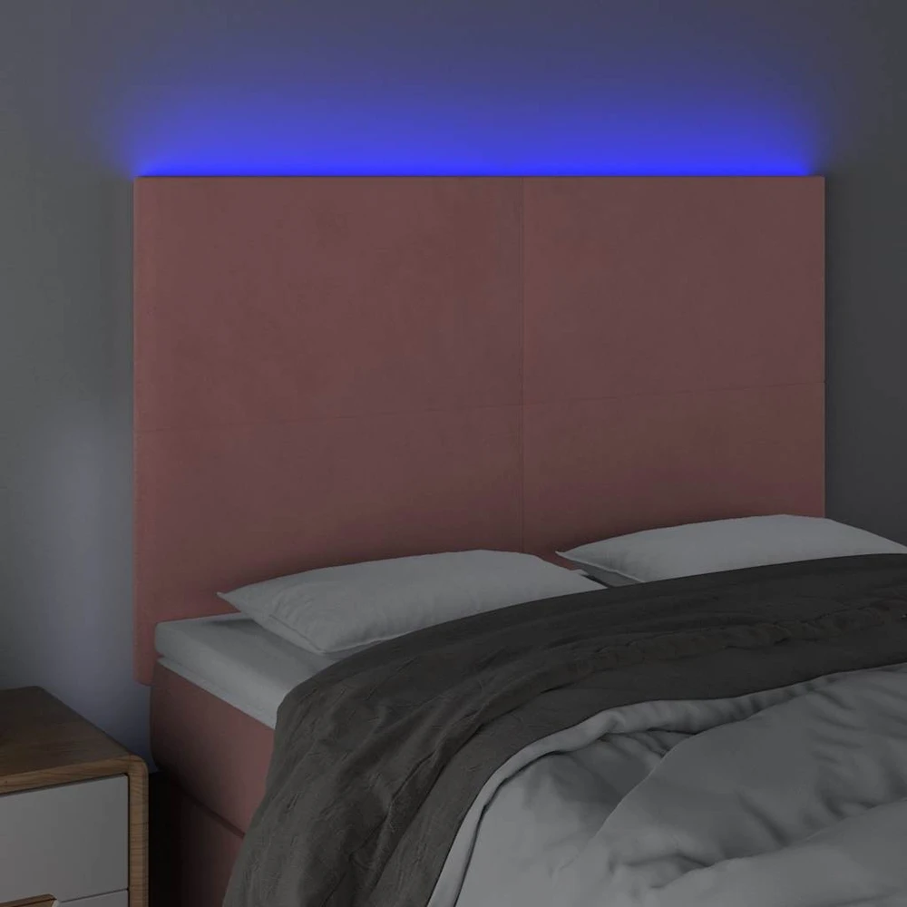 Galvūgalis su LED, rožinės spalvos, 144x5x118/128cm, aksomas