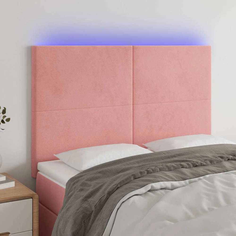 Galvūgalis su LED, rožinės spalvos, 144x5x118/128cm, aksomas