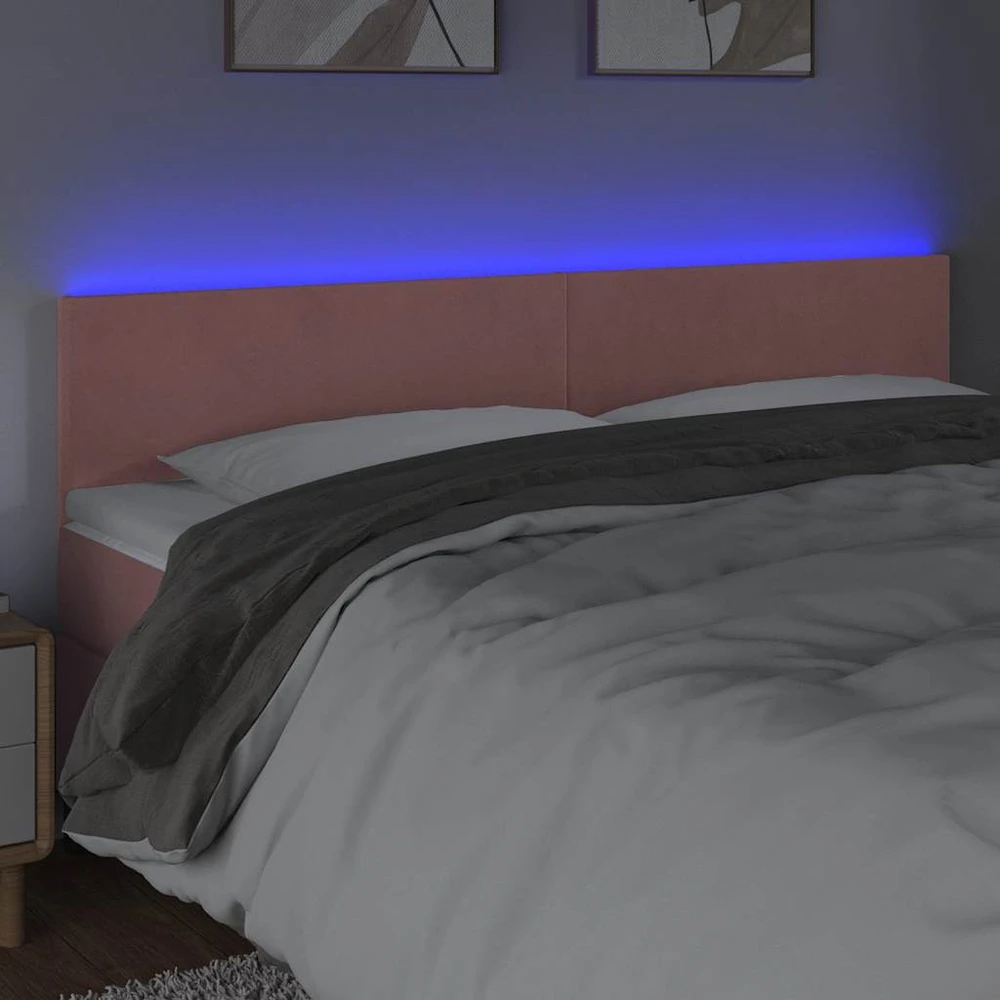 Galvūgalis su LED, rožinės spalvos, 160x5x78/88cm, aksomas