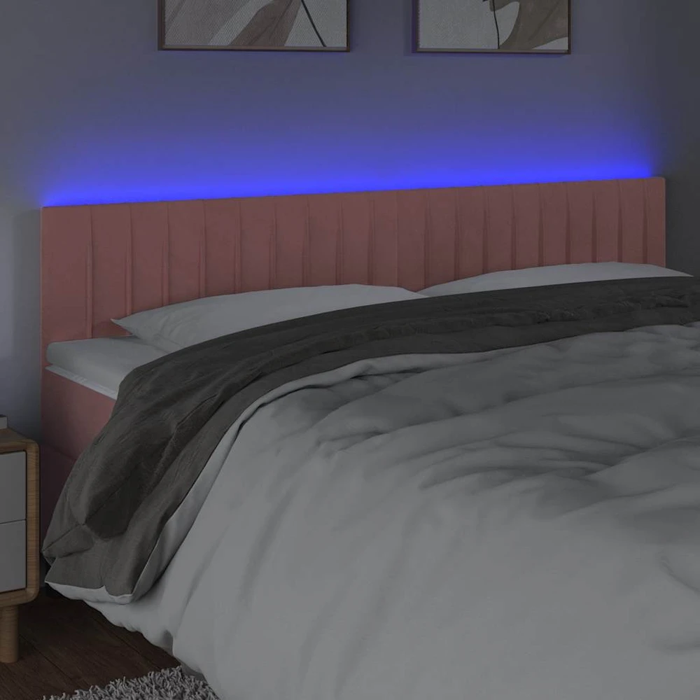 Galvūgalis su LED, rožinės spalvos, 160x5x78/88cm, aksomas
