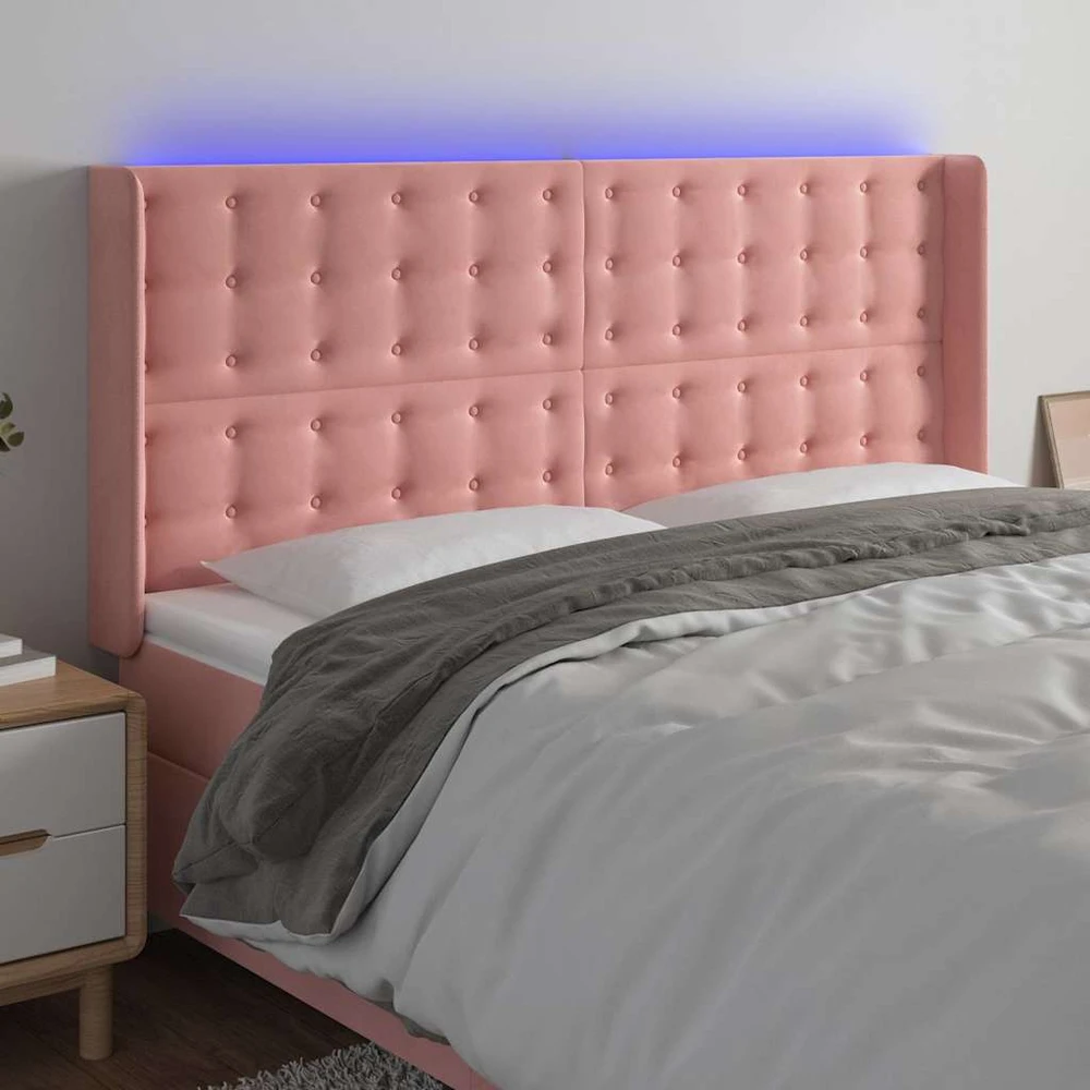 Galvūgalis su LED, rožinės spalvos, 163x16x118/128cm, aksomas