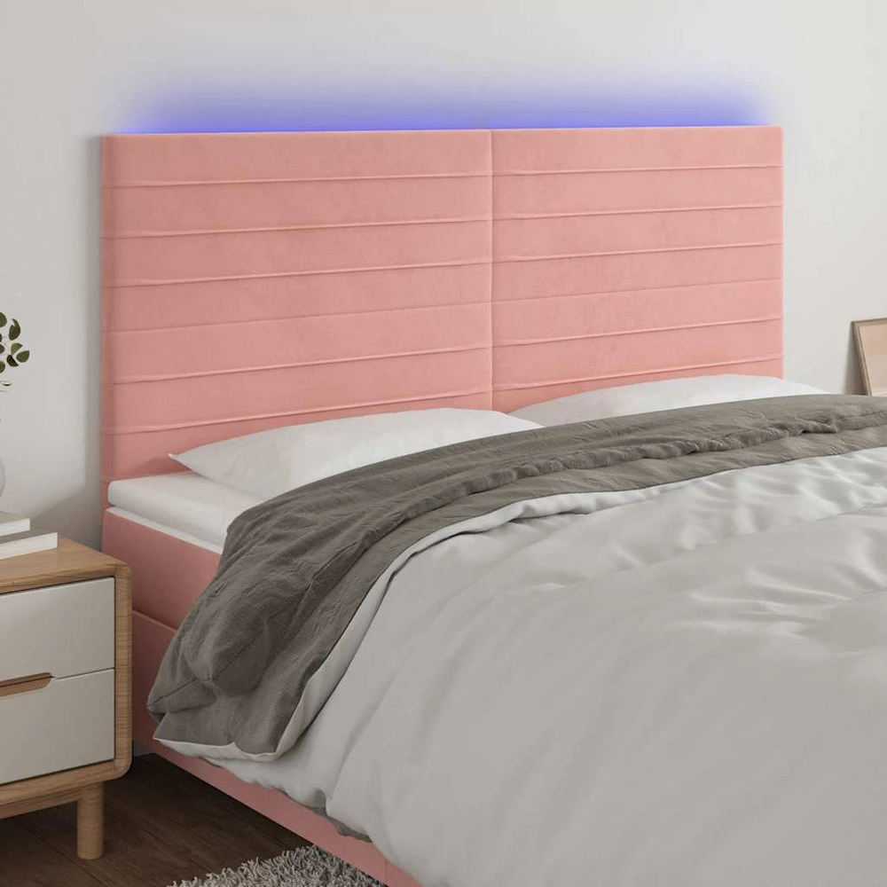 Galvūgalis su LED, rožinės spalvos, 180x5x118/128cm, aksomas