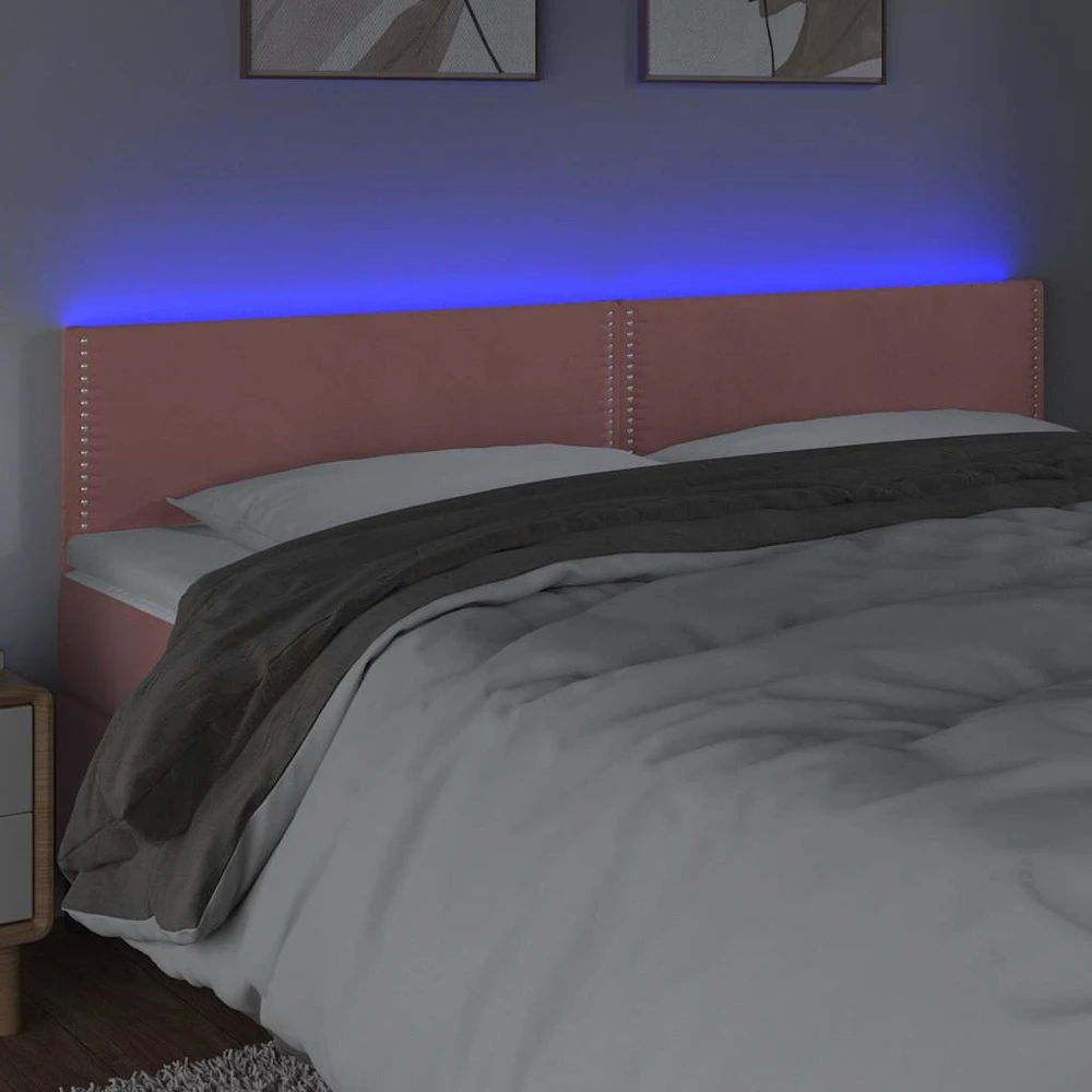 Galvūgalis su LED, rožinės spalvos, 180x5x78/88cm, aksomas