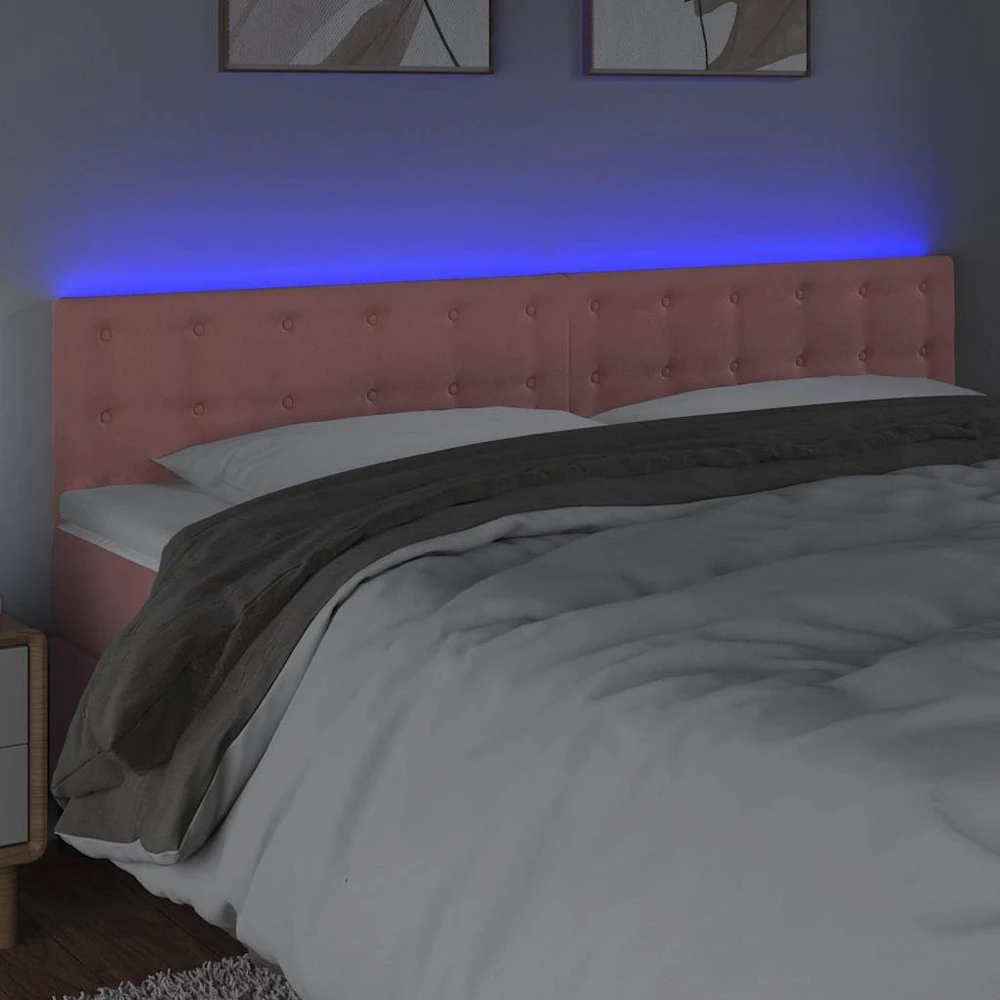 Galvūgalis su LED, rožinės spalvos, 180x5x78/88cm, aksomas