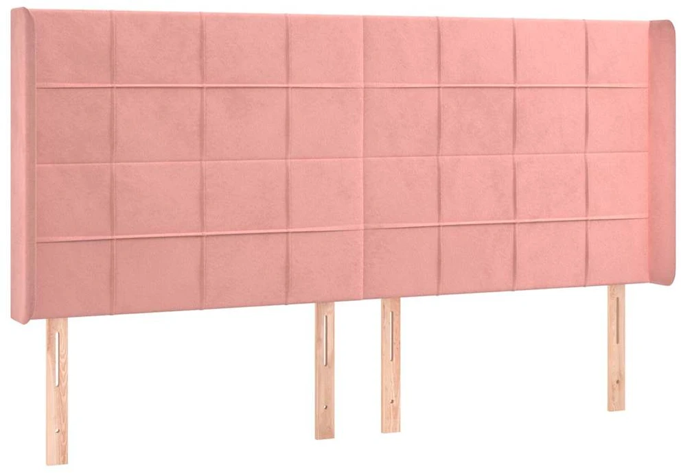 Galvūgalis su LED, rožinės spalvos, 203x16x118/128cm, aksomas