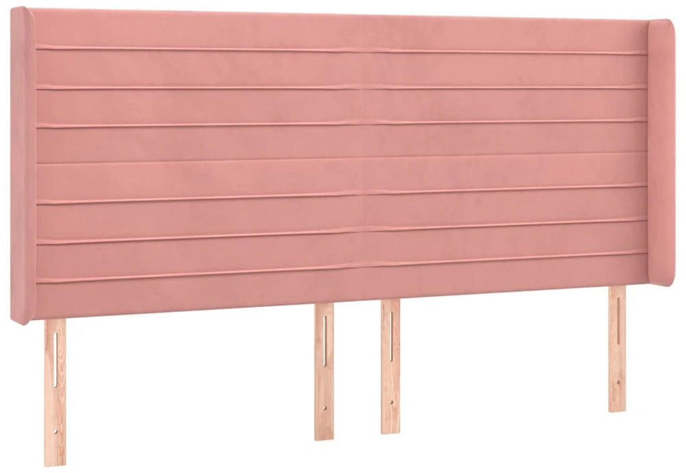 Galvūgalis su LED, rožinės spalvos, 203x16x118/128cm, aksomas