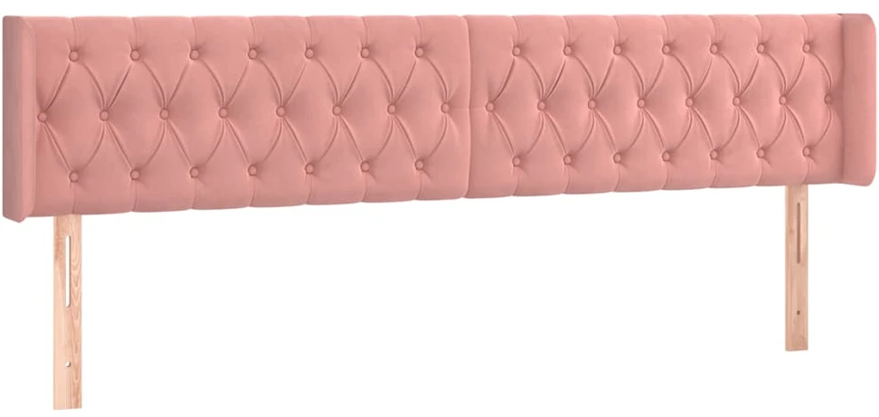 Galvūgalis su LED, rožinės spalvos, 203x16x78/88cm, aksomas