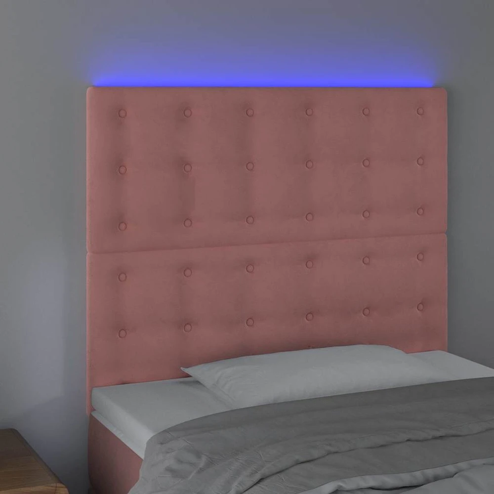 Galvūgalis su LED, rožinės spalvos, 80x5x118/128cm, aksomas