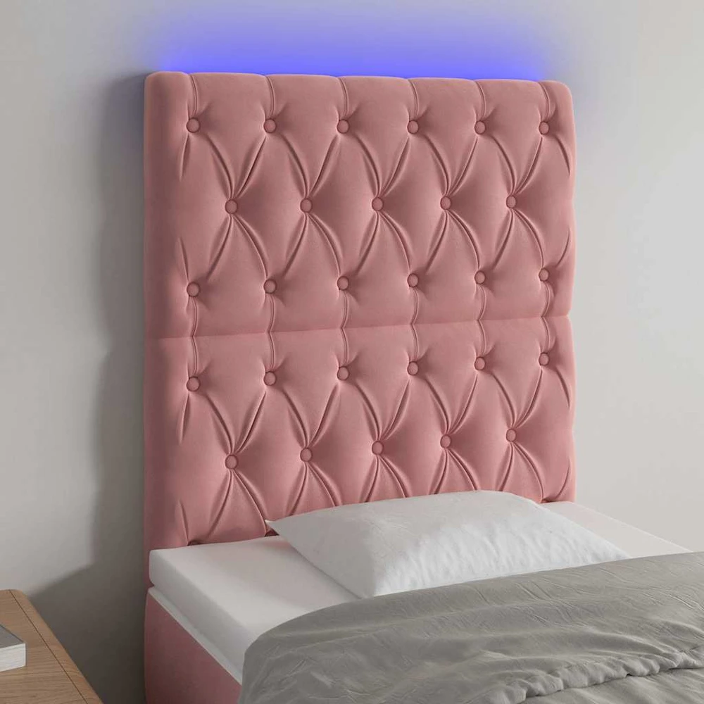 Galvūgalis su LED, rožinės spalvos, 80x7x118/128cm, aksomas