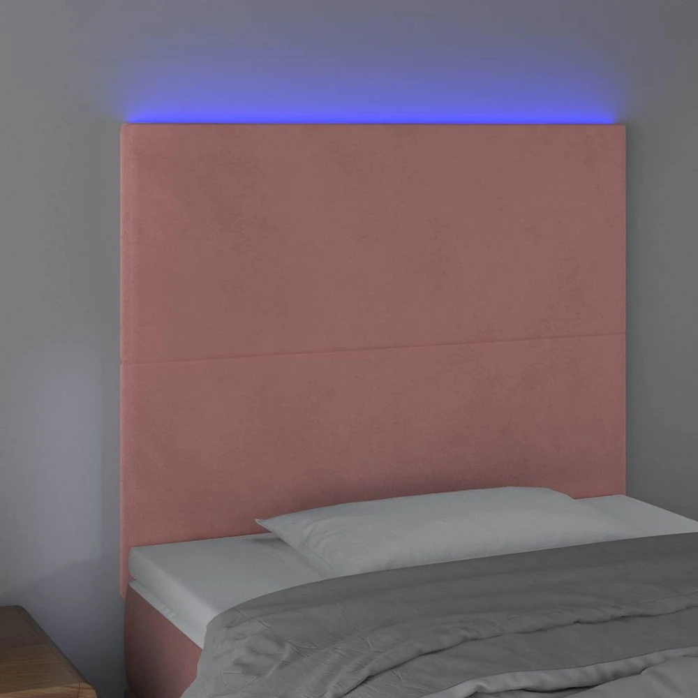 Galvūgalis su LED, rožinės spalvos, 90x5x118/128cm, aksomas
