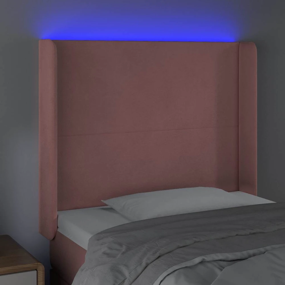 Galvūgalis su LED, rožinės spalvos, 93x16x118/128cm, aksomas