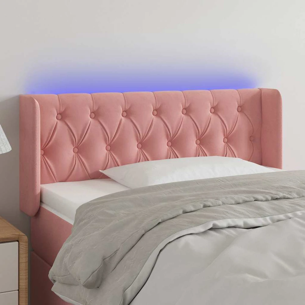 Galvūgalis su LED, rožinės spalvos, 93x16x78/88cm, aksomas