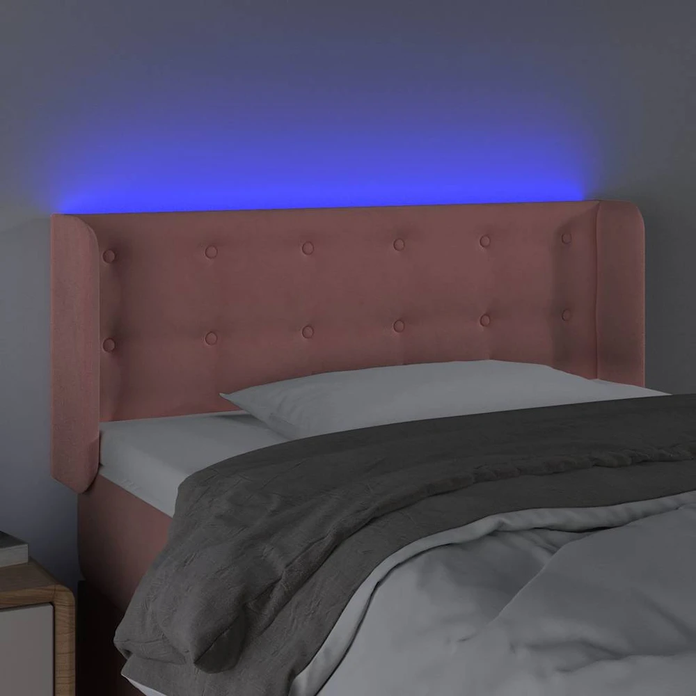 Galvūgalis su LED, rožinės spalvos, 93x16x78/88cm, aksomas