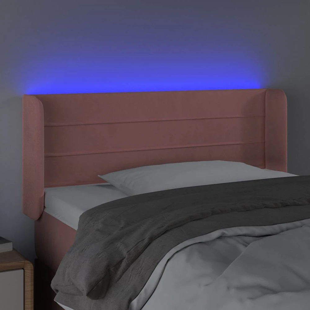 Galvūgalis su LED, rožinės spalvos, 93x16x78/88cm, aksomas