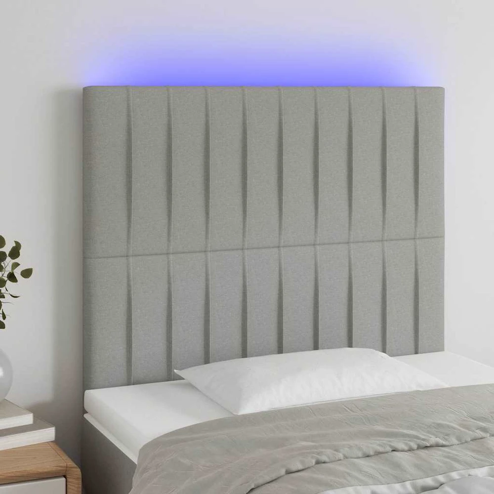 Galvūgalis su LED, šviesiai pilkas, 100x5x118/128cm, audinys