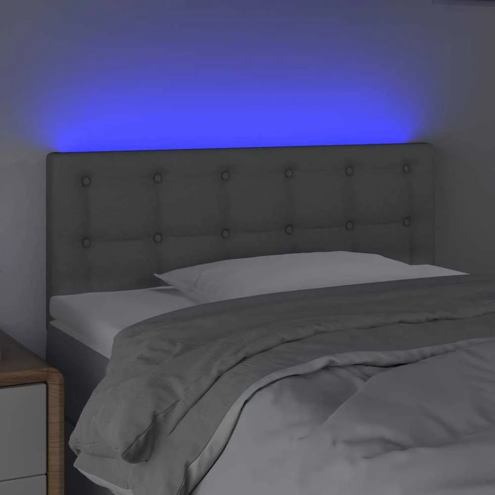 Galvūgalis su LED, šviesiai pilkas, 100x5x78/88cm, audinys