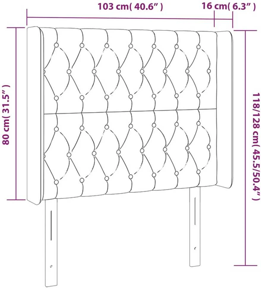 Galvūgalis su LED, šviesiai pilkas, 103x16x118/128cm, audinys