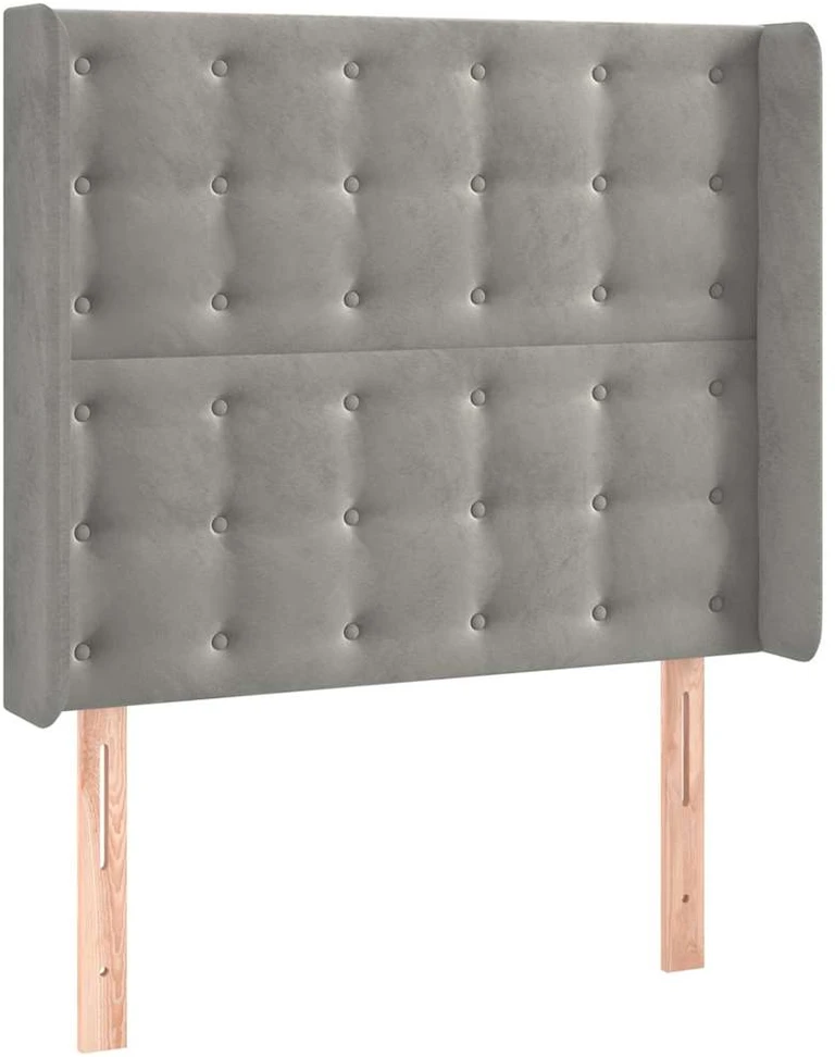 Galvūgalis su LED, šviesiai pilkas, 103x16x118/128cm, aksomas
