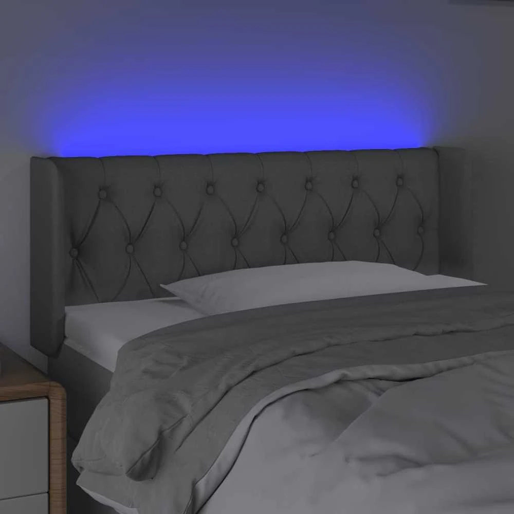 Galvūgalis su LED, šviesiai pilkas, 103x16x78/88cm, audinys