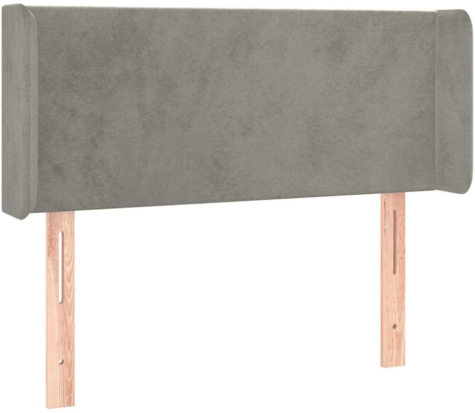 Galvūgalis su LED, šviesiai pilkas, 103x16x78/88cm, aksomas