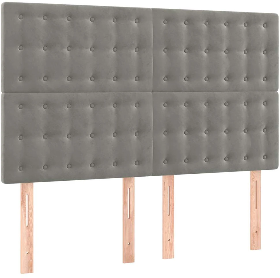 Galvūgalis su LED, šviesiai pilkas, 144x5x118/128cm, aksomas