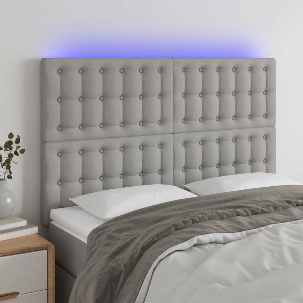 Galvūgalis su LED, šviesiai pilkas, 144x5x118/128cm, audinys