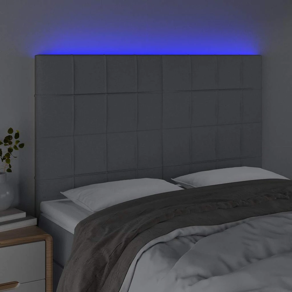 Galvūgalis su LED, šviesiai pilkas, 144x5x118/128cm, audinys