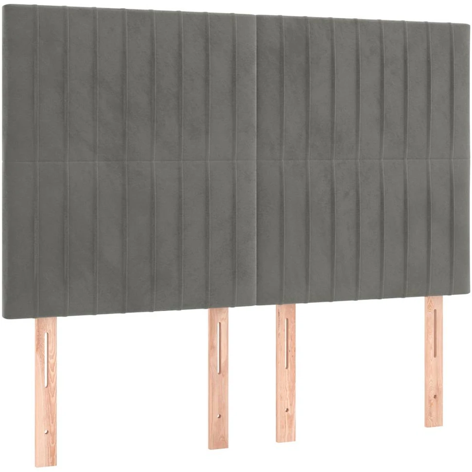 Galvūgalis su LED, šviesiai pilkas, 144x5x118/128cm, aksomas