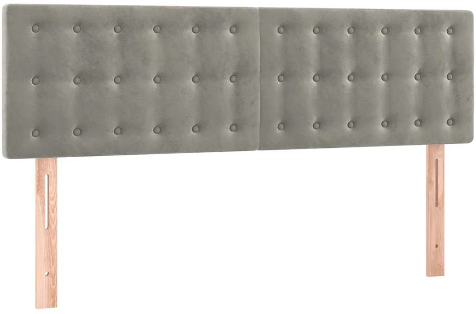 Galvūgalis su LED, šviesiai pilkas, 144x5x78/88cm, aksomas