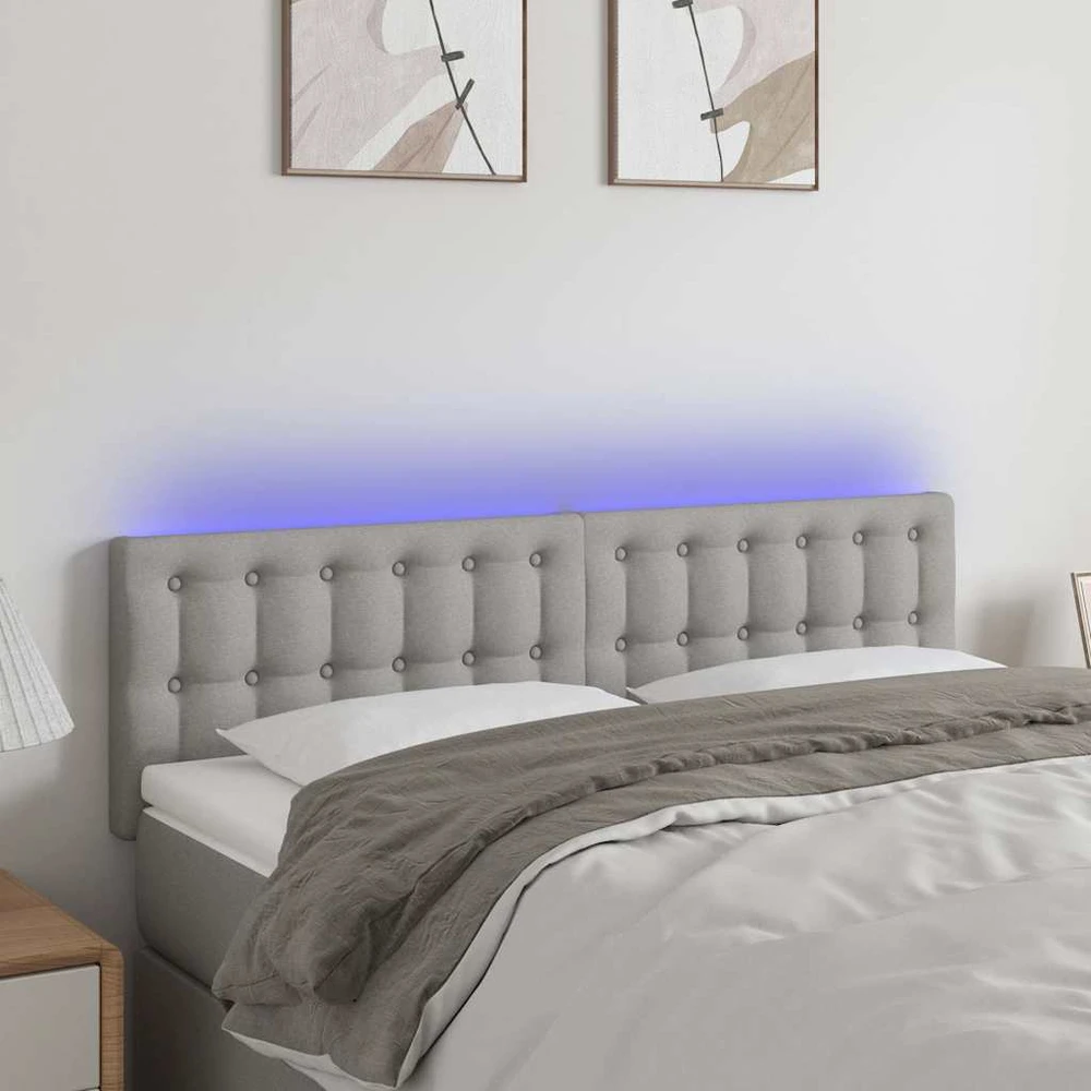 Galvūgalis su LED, šviesiai pilkas, 144x5x78/88cm, audinys