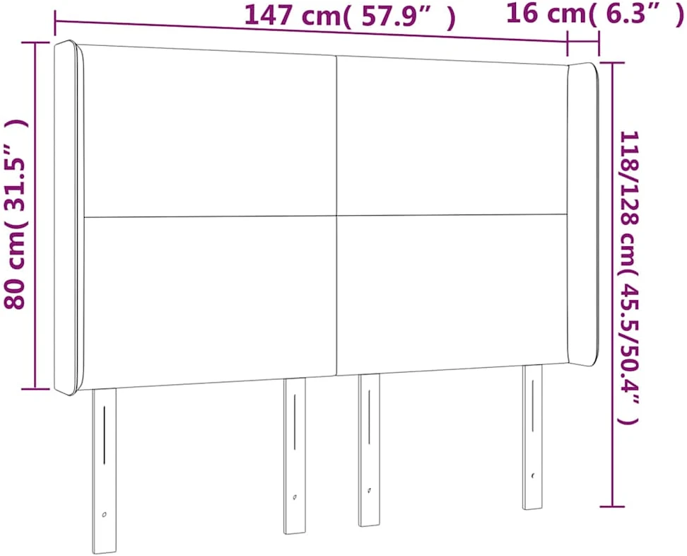 Galvūgalis su LED, šviesiai pilkas, 147x16x118/128cm, aksomas