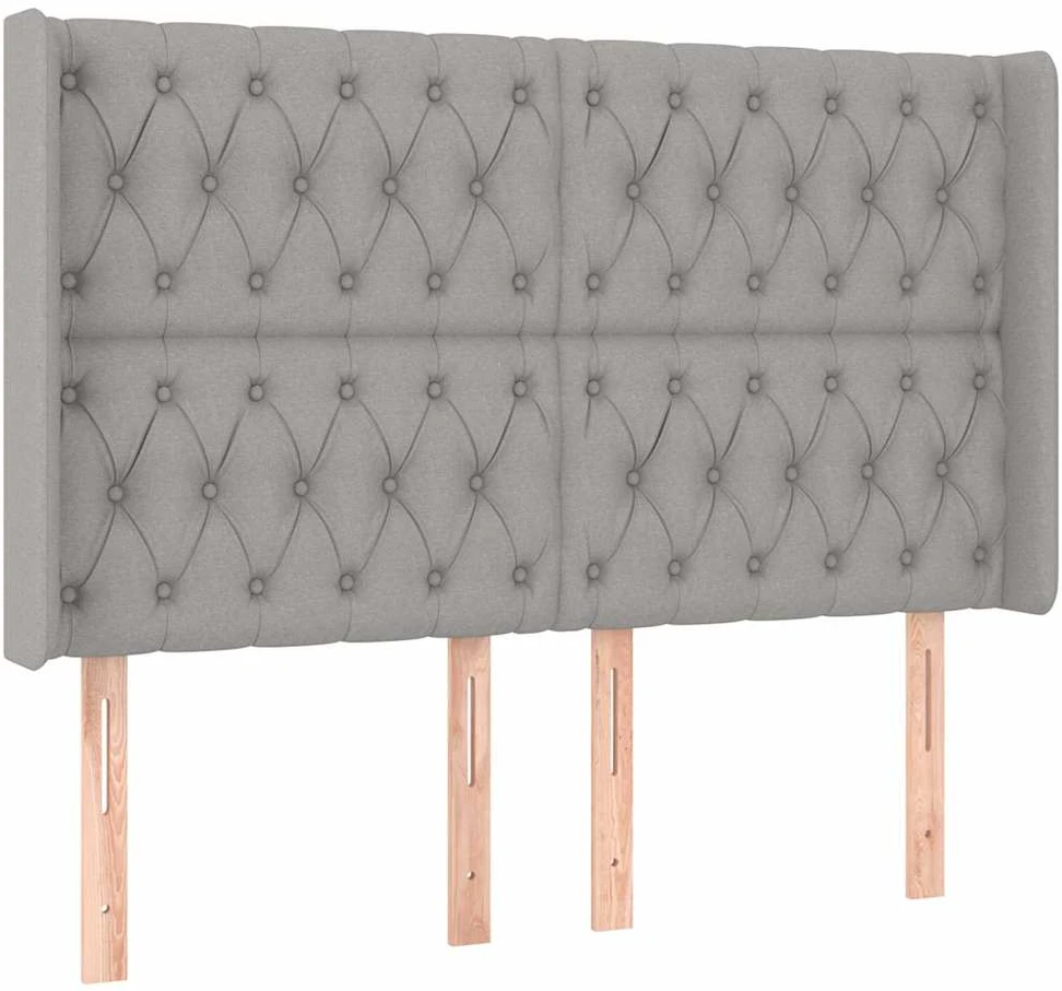 Galvūgalis su LED, šviesiai pilkas, 147x16x118/128cm, audinys