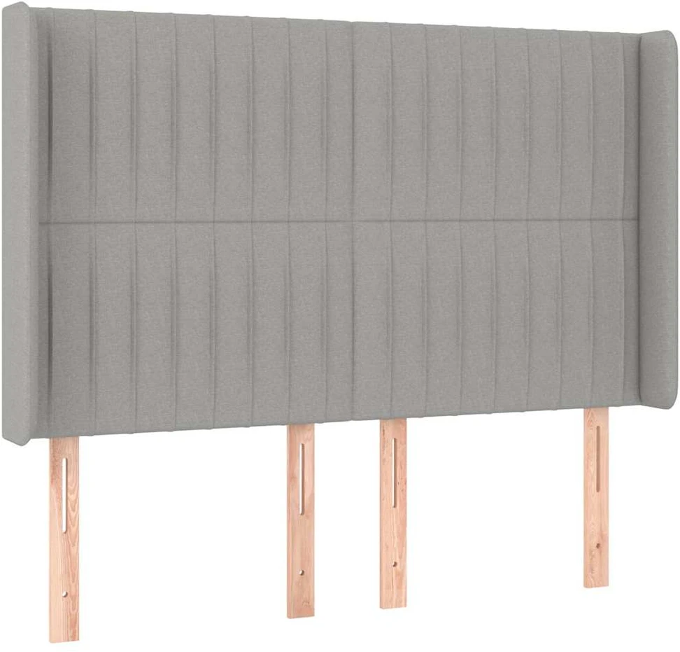 Galvūgalis su LED, šviesiai pilkas, 147x16x118/128cm, audinys