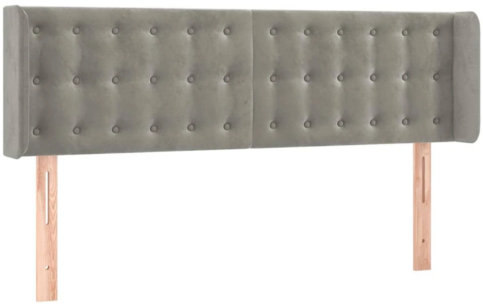 Galvūgalis su LED, šviesiai pilkas, 147x16x78/88cm, aksomas