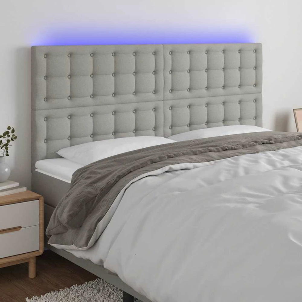 Galvūgalis su LED, šviesiai pilkas, 160x5x118/128cm, audinys